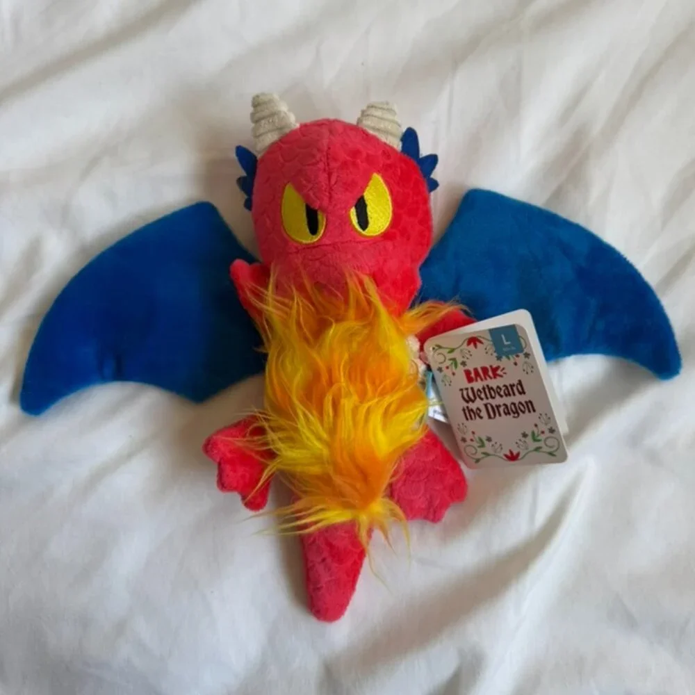 NWT Bark Box WETBEARD THE DRAGON Plush Dog Toy, Blue + Red, Large (50+ lbs)